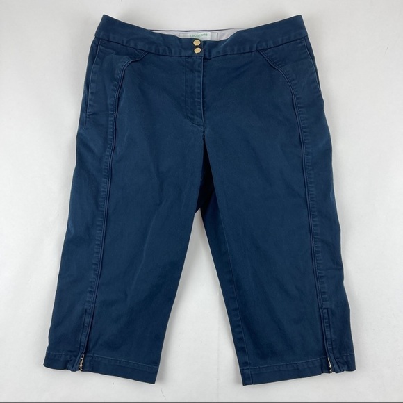 Liz Claiborne Golf Klute Crop Pants Womens Size 6 Navy Blue Zippers - Picture 1 of 10